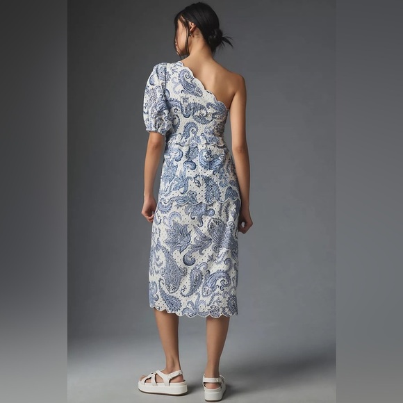 Farm Rio One-Shoulder Eyelet Midi Dress 🩵 - Picture 3 of 11